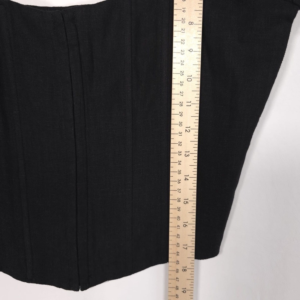 NWT NIA Women's Corset Size L Domenico Black LINEN Blend Top Tie Sleeve NT-1156 - Picture 5 of 11